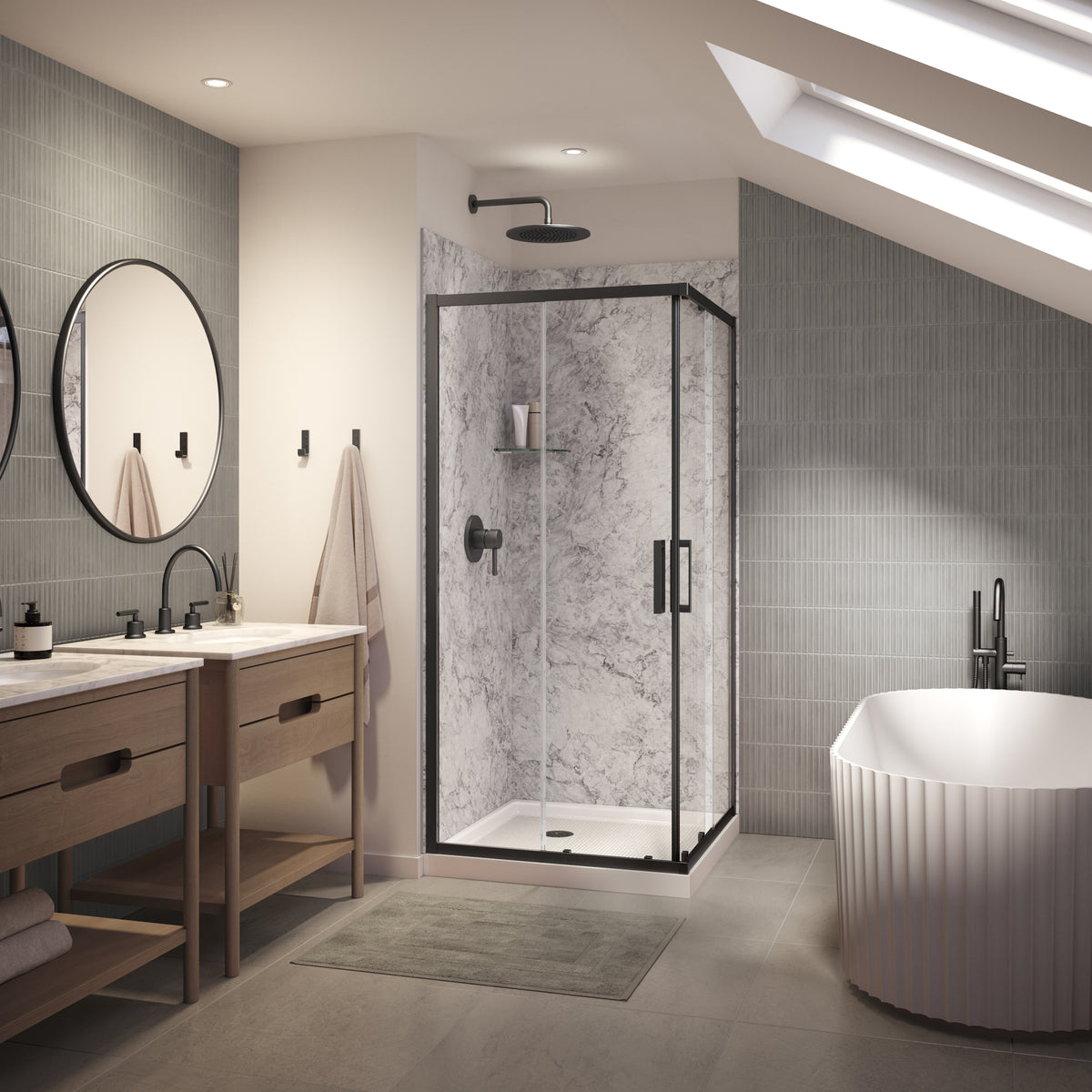 Maax Utile 3636 Composite Direct-to-Stud Two-Piece Corner Shower Wall Kit - image 20