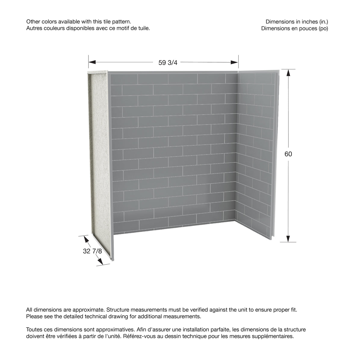 Maax Utile 6032 Composite Direct-to-Stud Three-Piece Tub Wall Kit - image 15