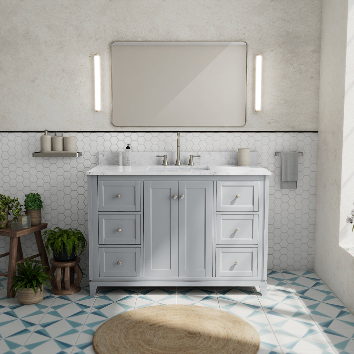 Maax Vanuria 48 in Freestanding Single Sink Vanity in White with White Marble Top and Brushed Nickel Hardware - image 12