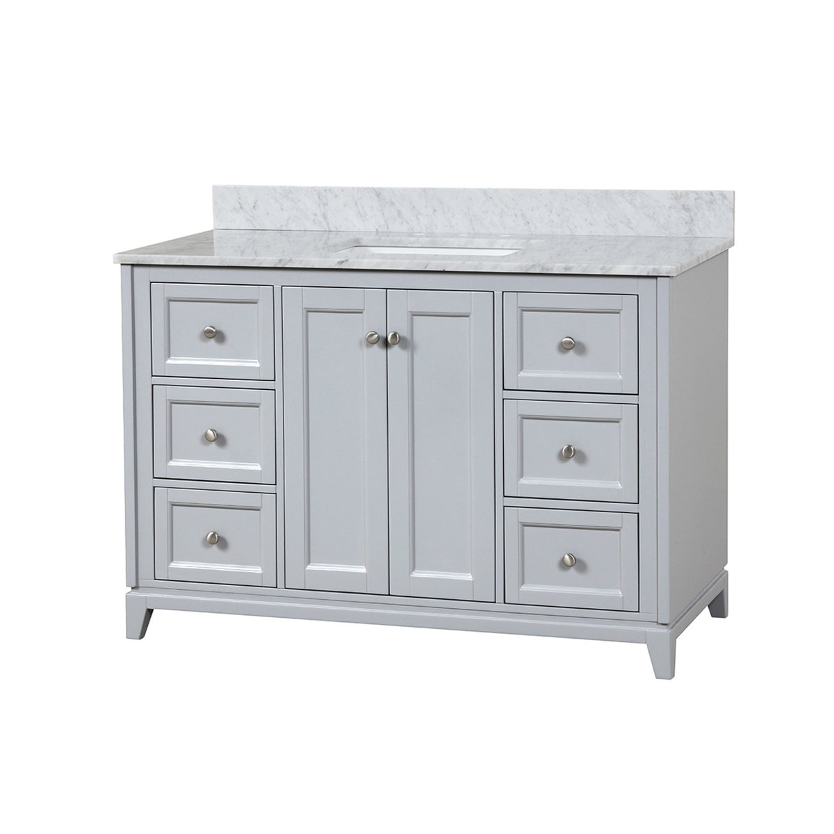Maax Vanuria 48 in Freestanding Single Sink Vanity in White with White Marble Top and Brushed Nickel Hardware - image 13