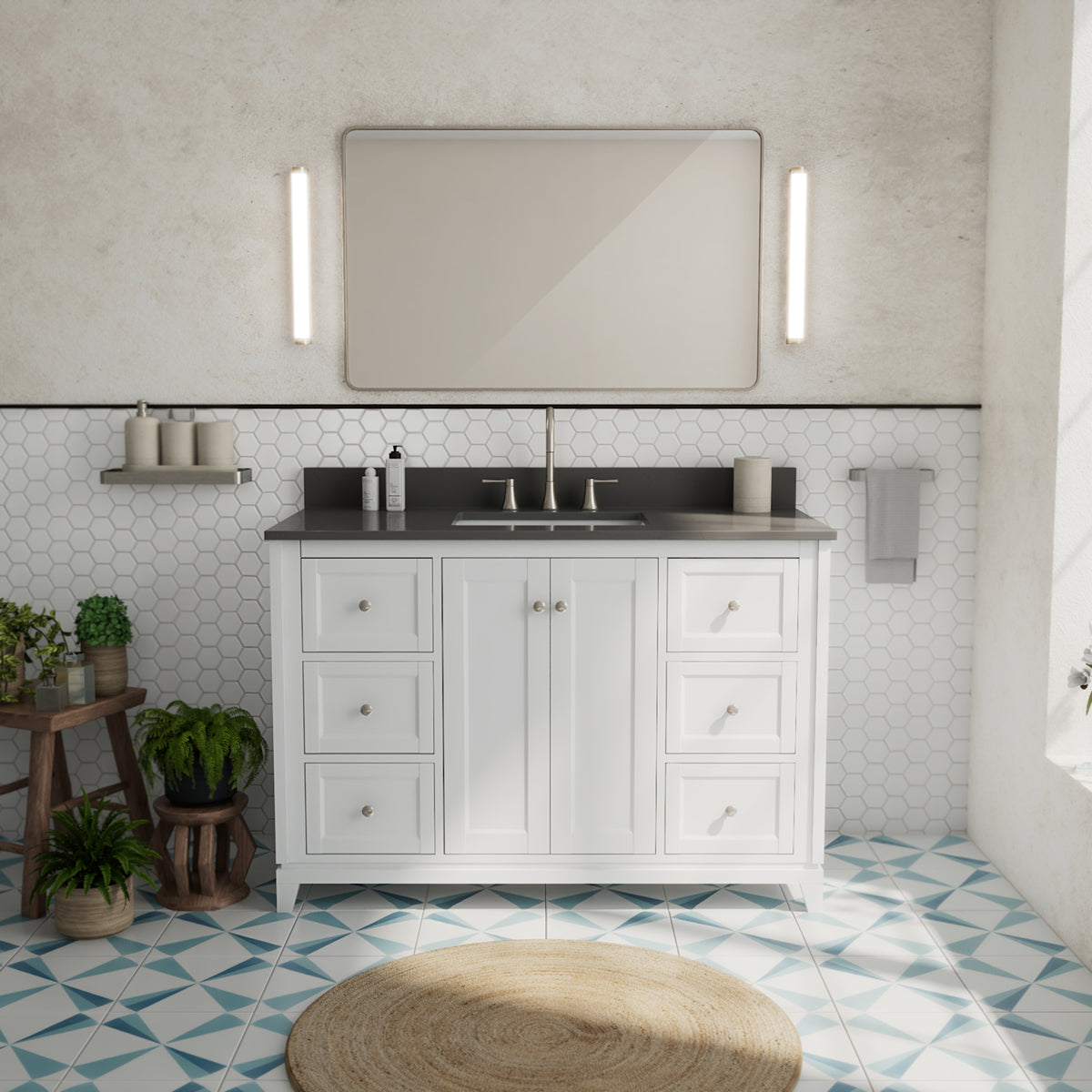 Maax Vanuria 48 in Freestanding Single Sink Vanity in White with White Marble Top and Brushed Nickel Hardware - image 21
