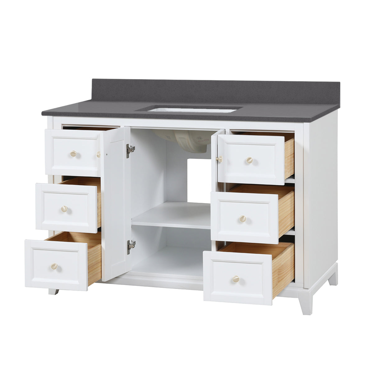 Maax Vanuria 48 in Freestanding Single Sink Vanity in White with White Marble Top and Brushed Nickel Hardware - image 23