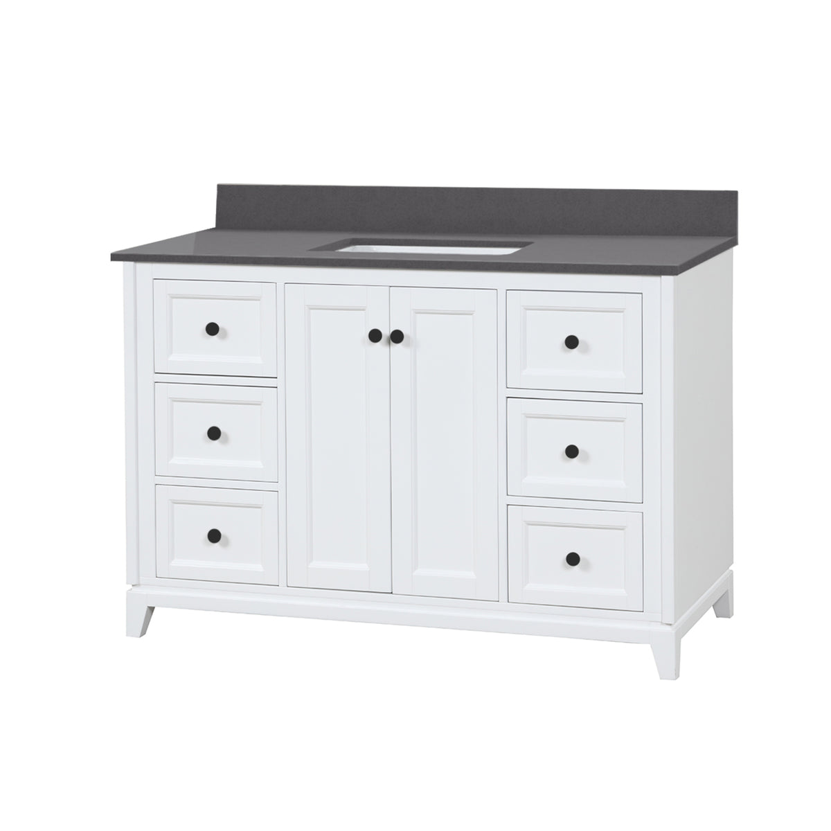 Maax Vanuria 48 in Freestanding Single Sink Vanity in White with White Marble Top and Brushed Nickel Hardware - image 26