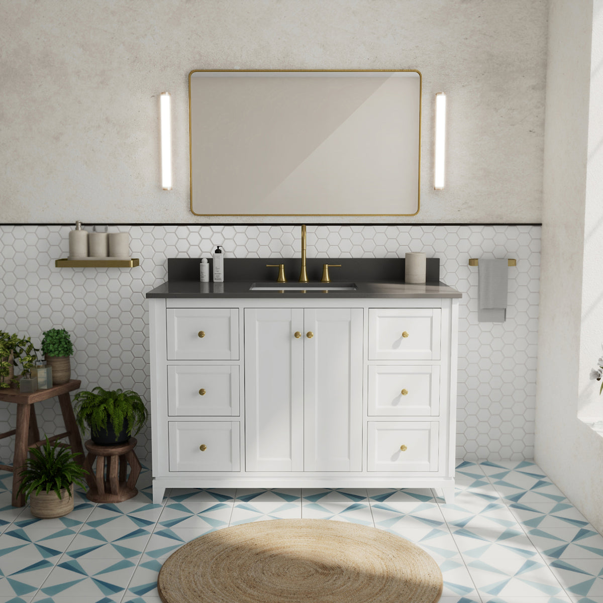 Maax Vanuria 48 in Freestanding Single Sink Vanity in White with White Marble Top and Brushed Nickel Hardware - image 28