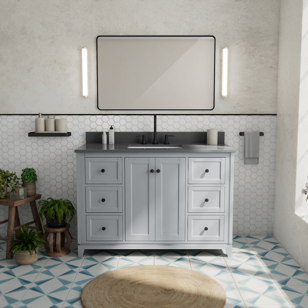 Maax Vanuria 48 in Freestanding Single Sink Vanity in White with White Marble Top and Brushed Nickel Hardware - image 34