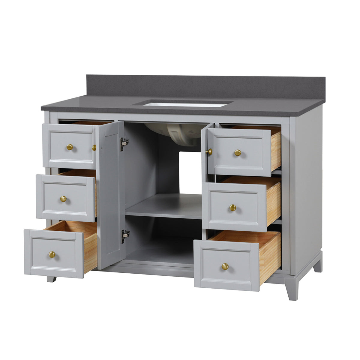Maax Vanuria 48 in Freestanding Single Sink Vanity in White with White Marble Top and Brushed Nickel Hardware - image 39