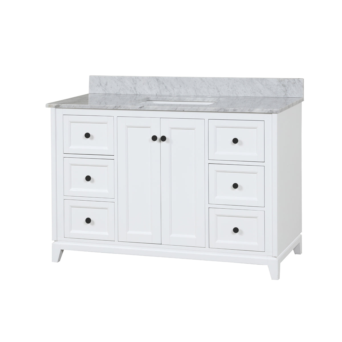 Maax Vanuria 48 in Freestanding Single Sink Vanity in White with White Marble Top and Brushed Nickel Hardware - image 7