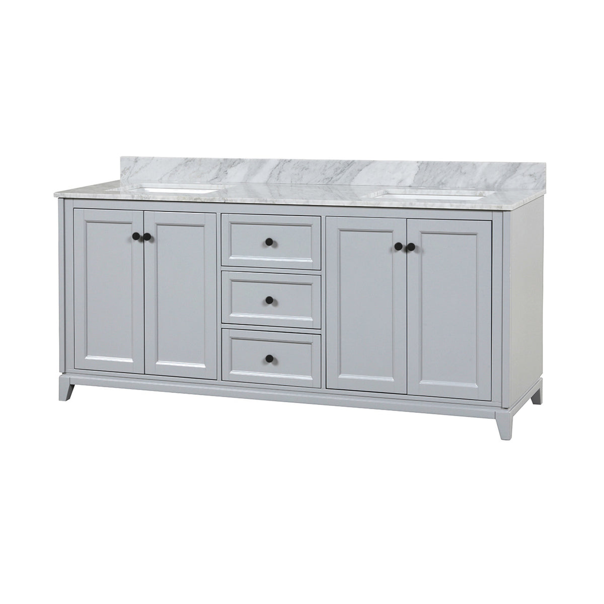 Maax Vanuria 72 in Freestanding Double Sink Vanity in White with White Marble Top and Brushed Gold Hardware - image 16
