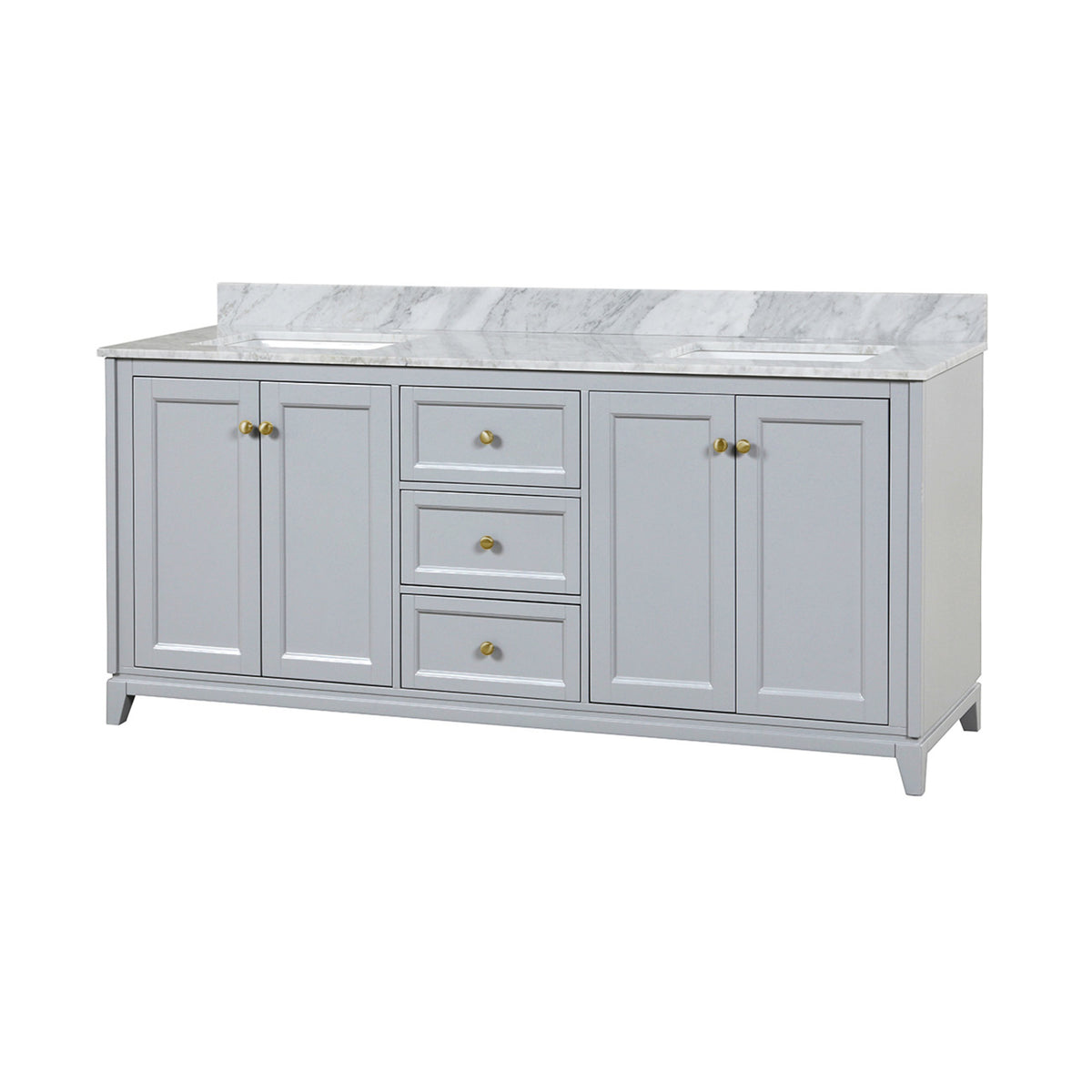Maax Vanuria 72 in Freestanding Double Sink Vanity in White with White Marble Top and Brushed Gold Hardware - image 19