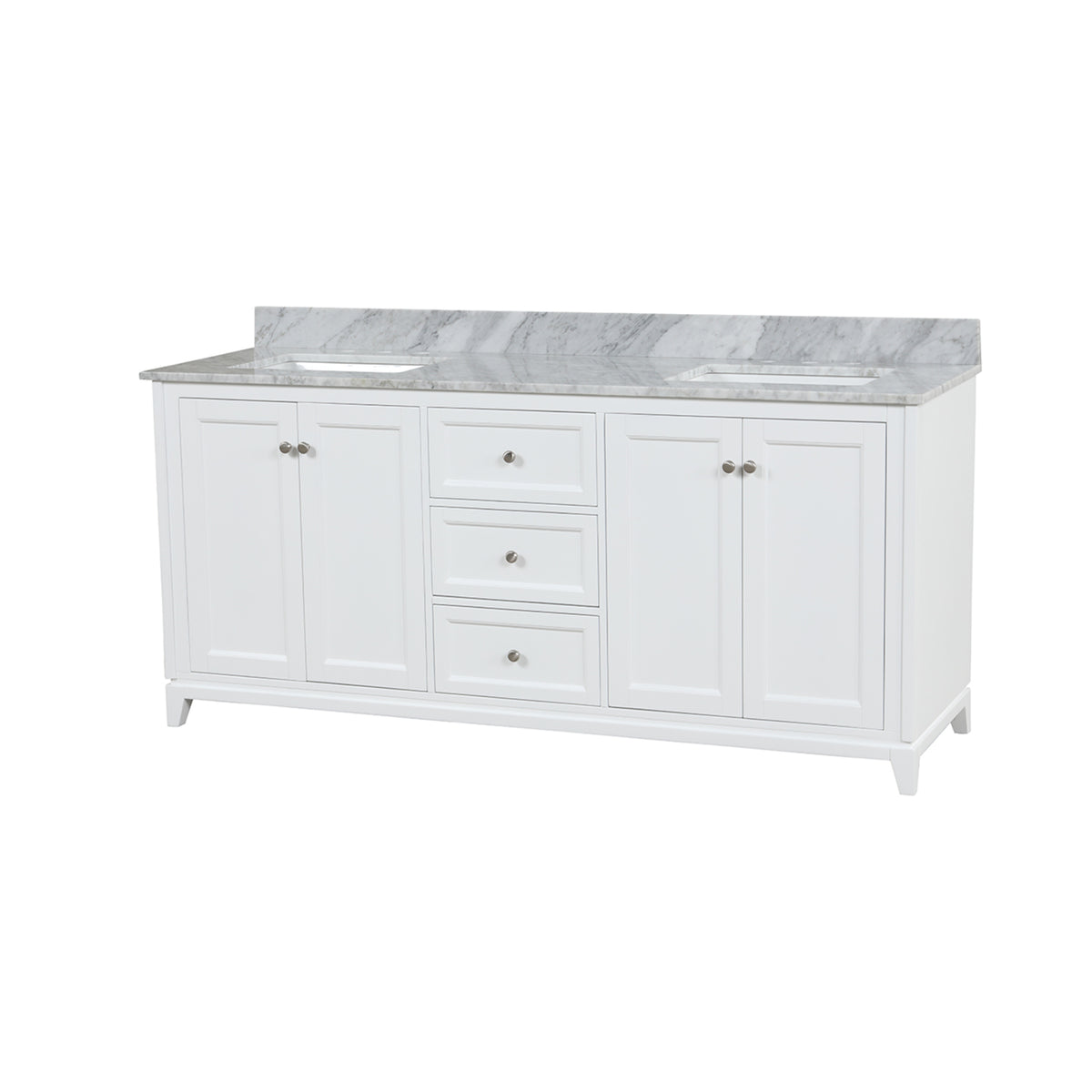 Maax Vanuria 72 in Freestanding Double Sink Vanity in White with White Marble Top and Brushed Gold Hardware - image 2