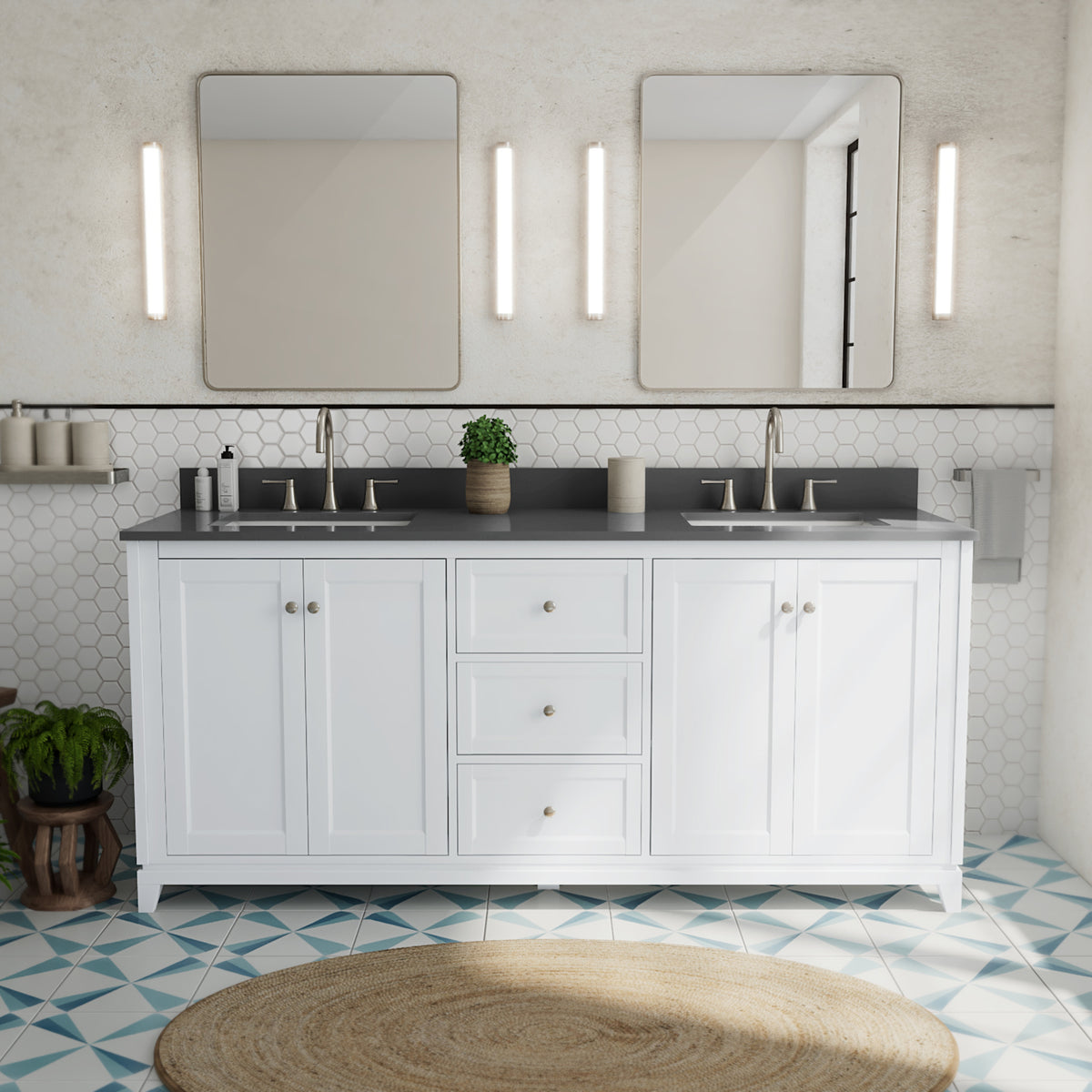 Maax Vanuria 72 in Freestanding Double Sink Vanity in White with White Marble Top and Brushed Gold Hardware - image 21