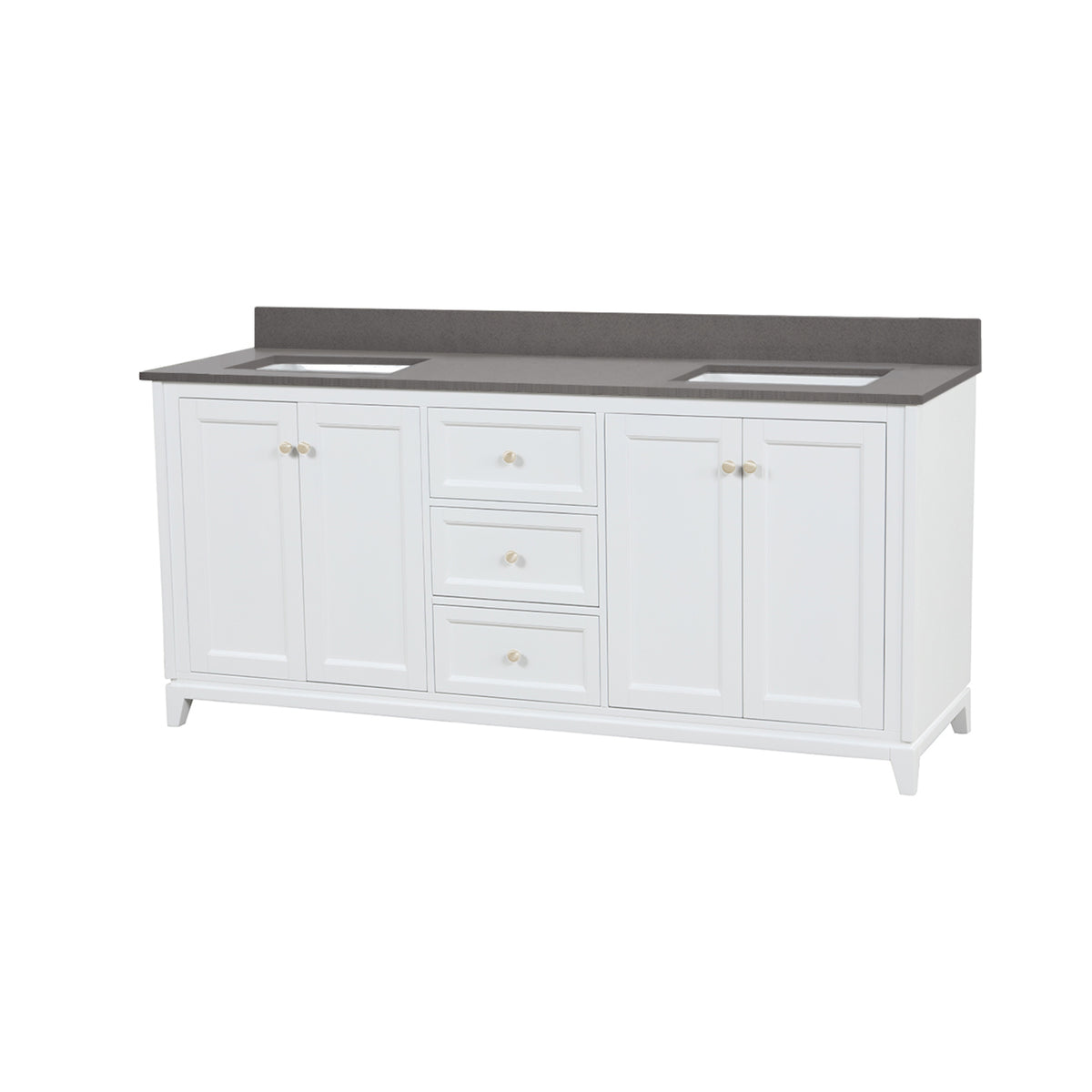 Maax Vanuria 72 in Freestanding Double Sink Vanity in White with White Marble Top and Brushed Gold Hardware - image 22