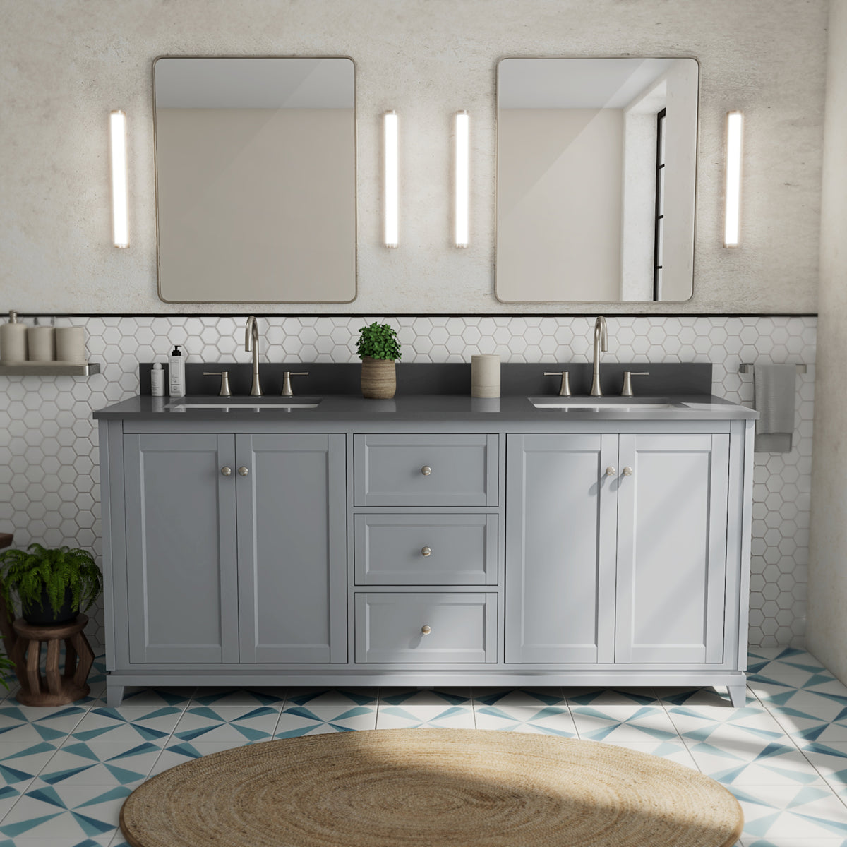 Maax Vanuria 72 in Freestanding Double Sink Vanity in White with White Marble Top and Brushed Gold Hardware - image 31