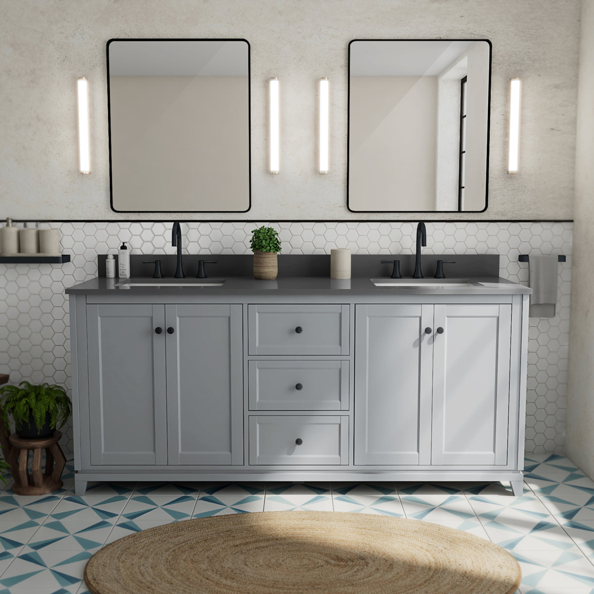 Maax Vanuria 72 in Freestanding Double Sink Vanity in White with White Marble Top and Brushed Gold Hardware - image 34