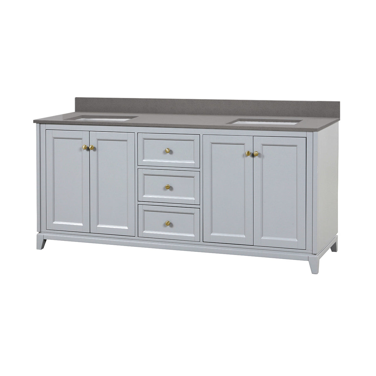 Maax Vanuria 72 in Freestanding Double Sink Vanity in White with White Marble Top and Brushed Gold Hardware - image 38