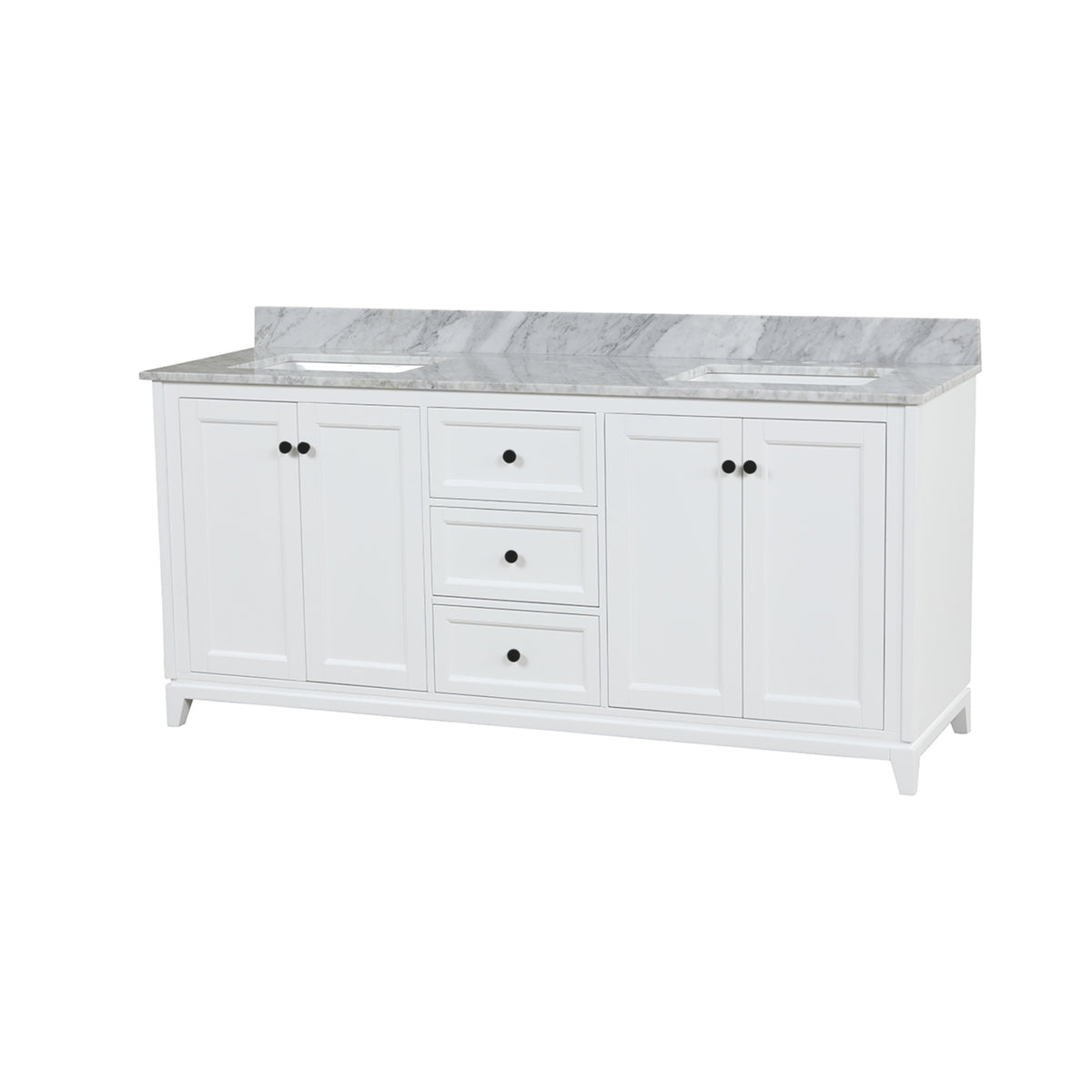 Maax Vanuria 72 in Freestanding Double Sink Vanity in White with White Marble Top and Brushed Gold Hardware - image 7