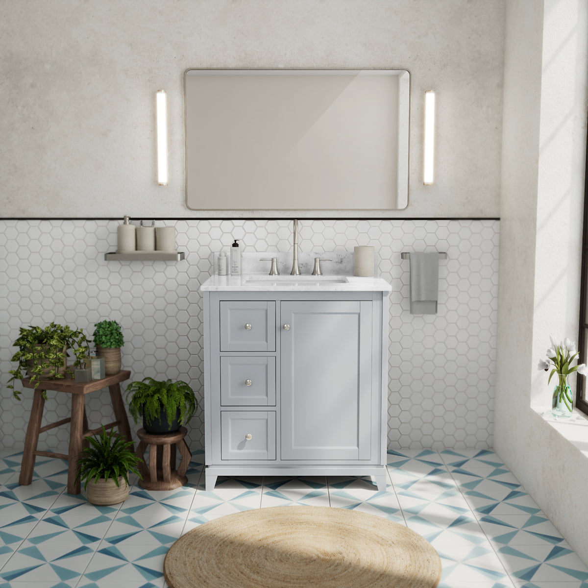 Maax Vanuria Left 30 in Freestanding Single Sink Vanity in White with White Marble Top and Brushed Nickel Hardware - image 12