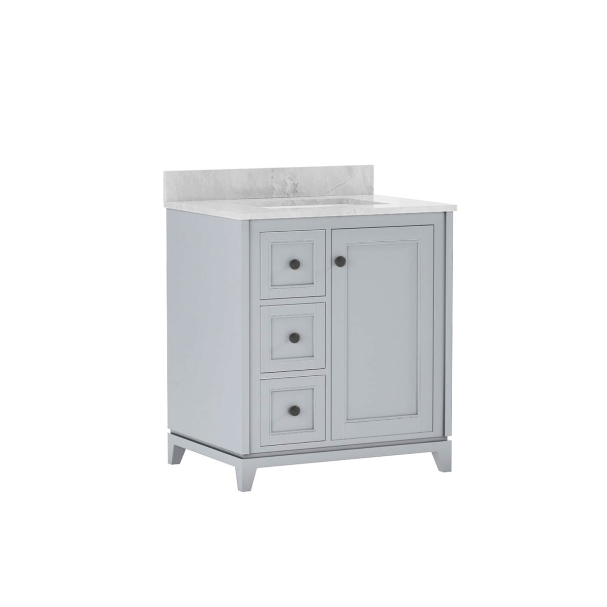 Maax Vanuria Left 30 in Freestanding Single Sink Vanity in White with White Marble Top and Brushed Nickel Hardware - image 16