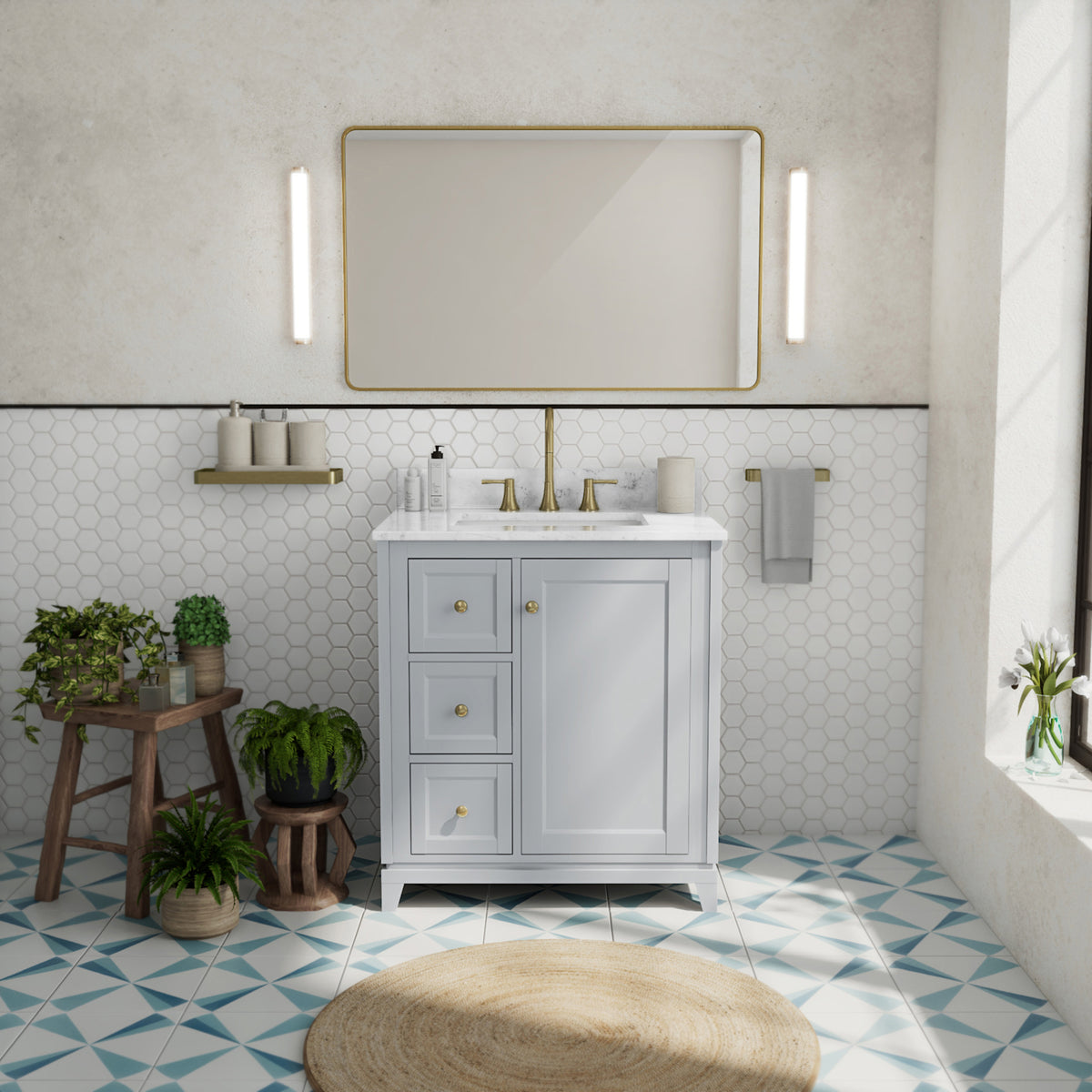 Maax Vanuria Left 30 in Freestanding Single Sink Vanity in White with White Marble Top and Brushed Nickel Hardware - image 18