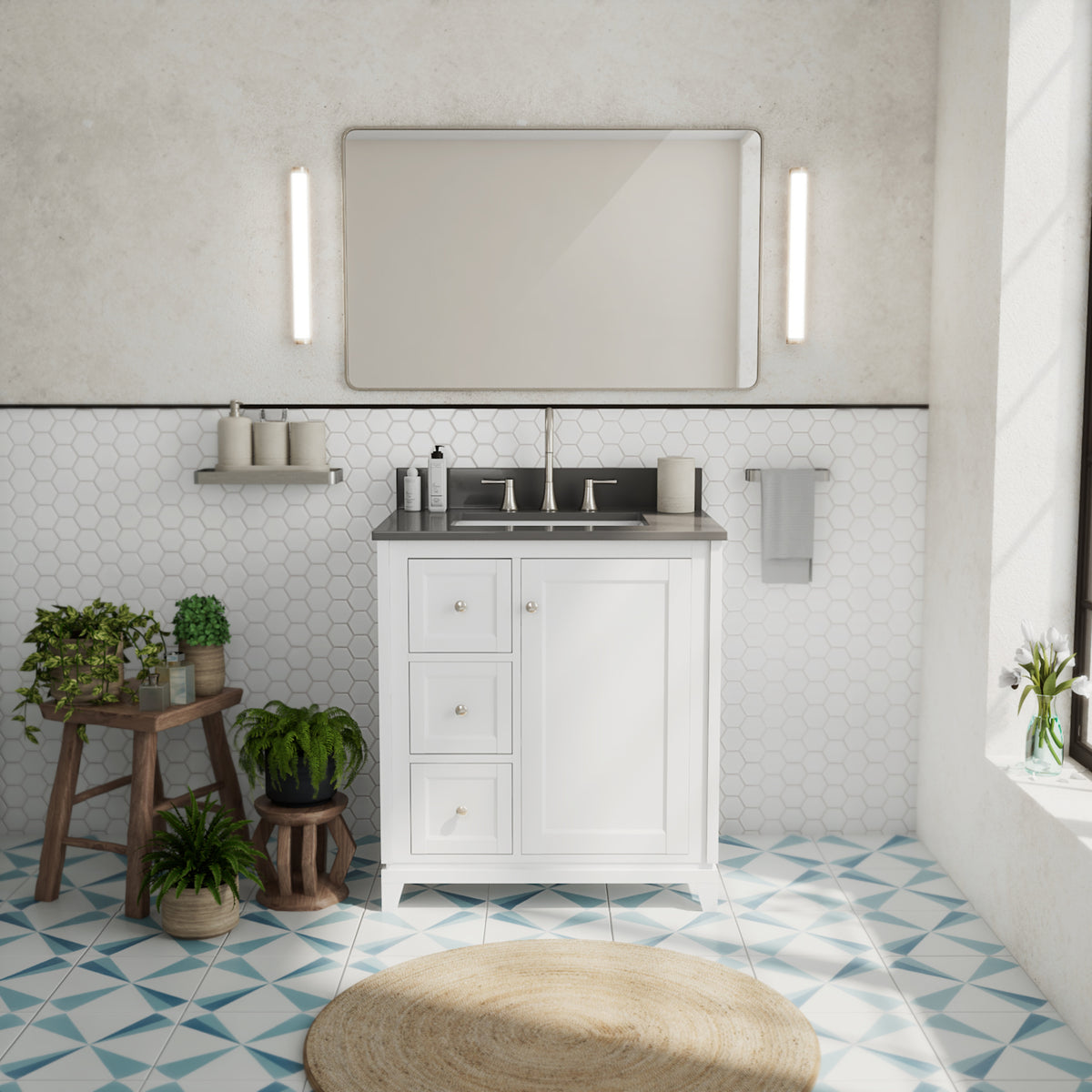 Maax Vanuria Left 30 in Freestanding Single Sink Vanity in White with White Marble Top and Brushed Nickel Hardware - image 21