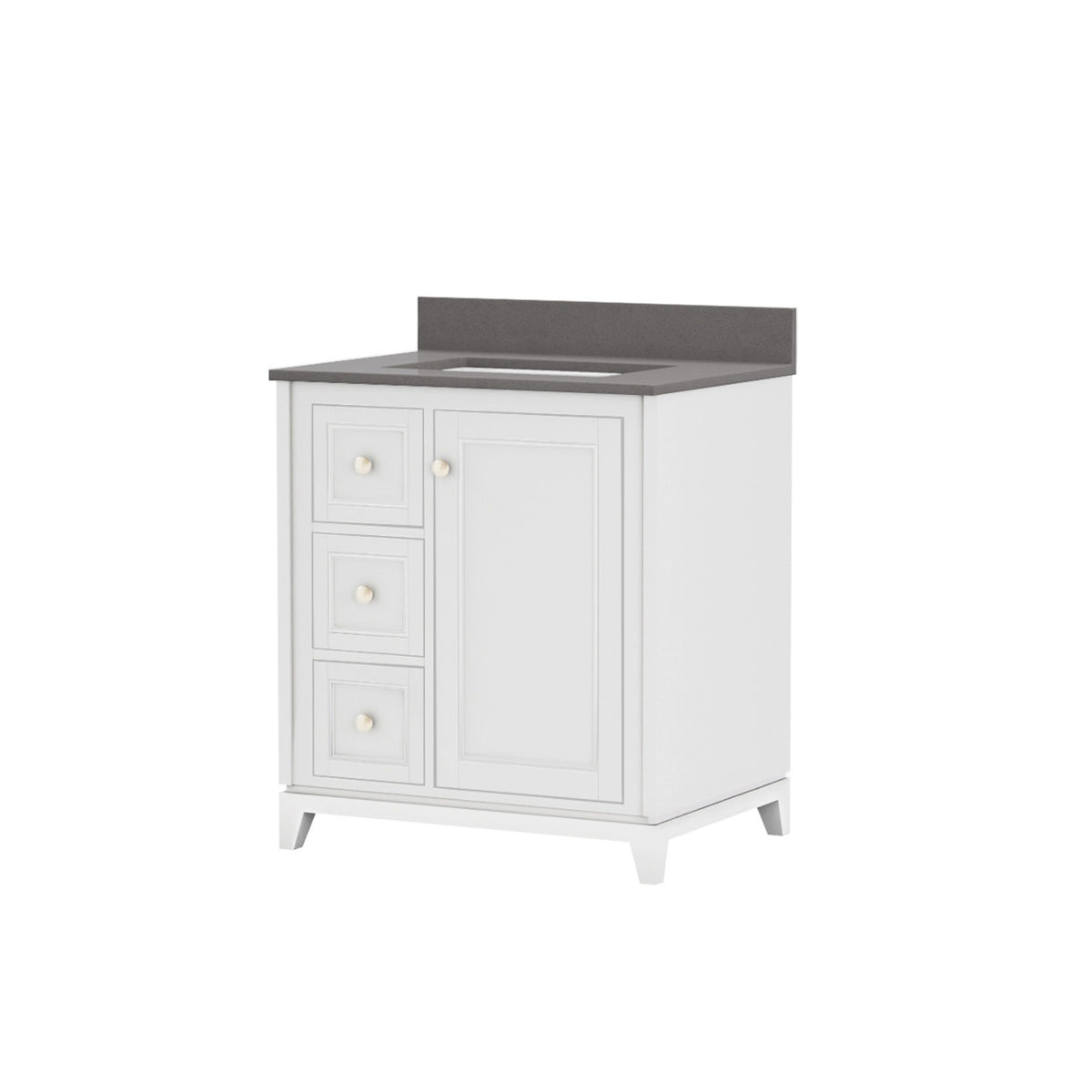 Maax Vanuria Left 30 in Freestanding Single Sink Vanity in White with White Marble Top and Brushed Nickel Hardware - image 22