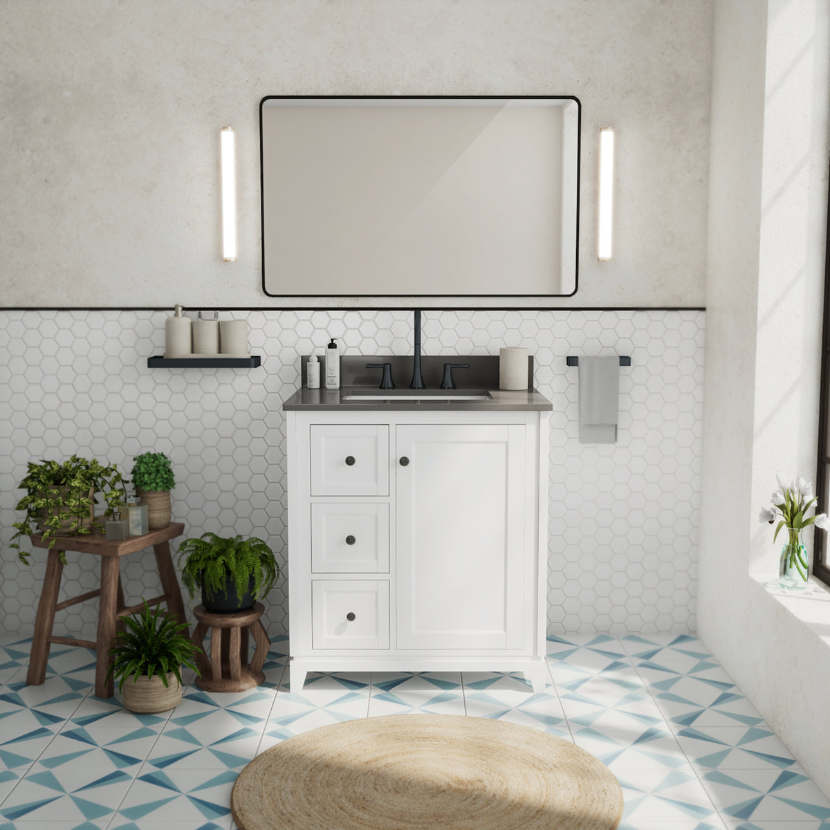 Maax Vanuria Left 30 in Freestanding Single Sink Vanity in White with White Marble Top and Brushed Nickel Hardware - image 25