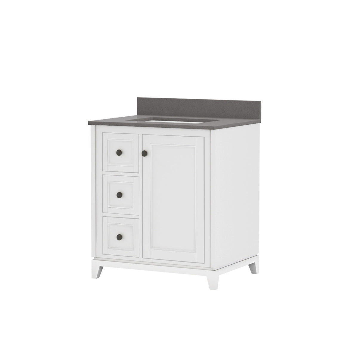 Maax Vanuria Left 30 in Freestanding Single Sink Vanity in White with White Marble Top and Brushed Nickel Hardware - image 26