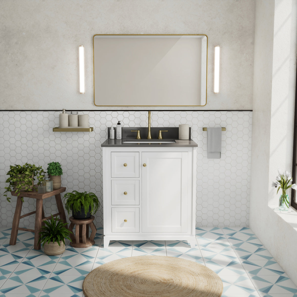 Maax Vanuria Left 30 in Freestanding Single Sink Vanity in White with White Marble Top and Brushed Nickel Hardware - image 28