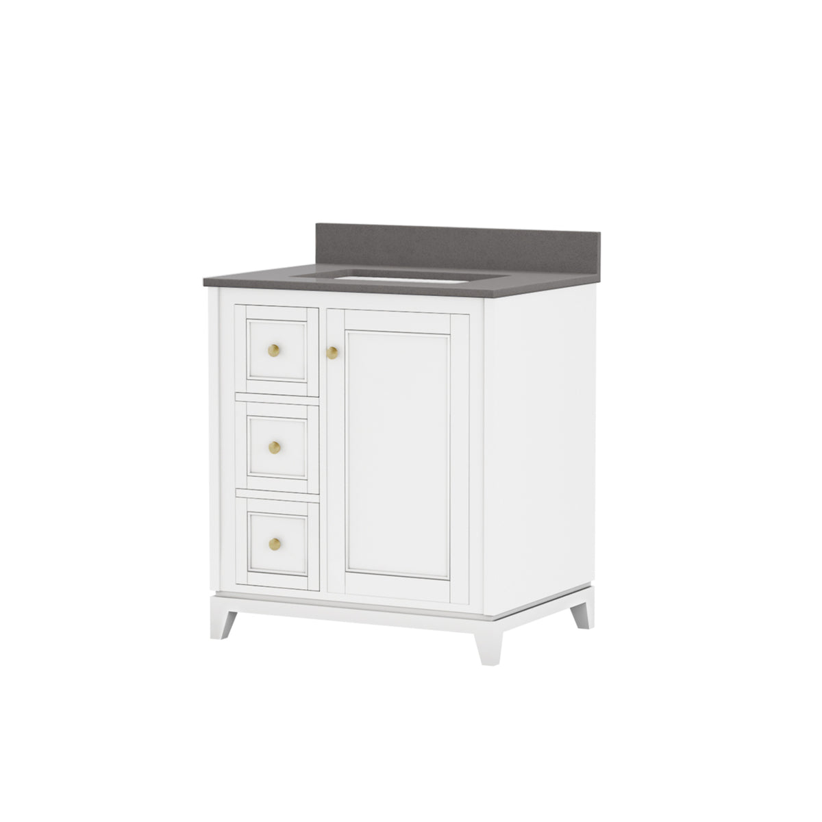 Maax Vanuria Left 30 in Freestanding Single Sink Vanity in White with White Marble Top and Brushed Nickel Hardware - image 29