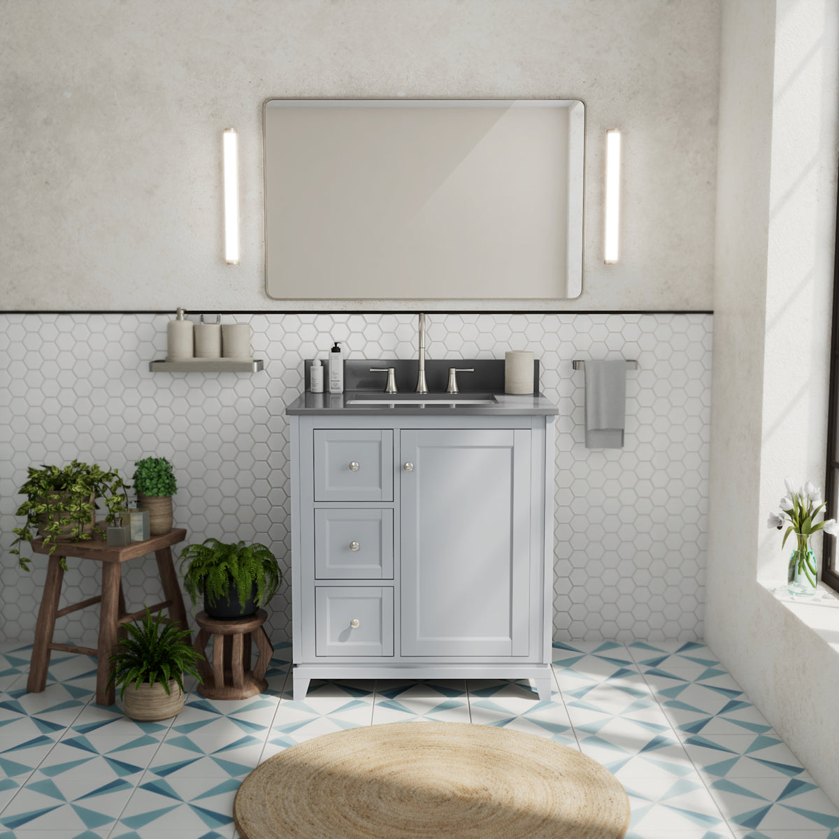 Maax Vanuria Left 30 in Freestanding Single Sink Vanity in White with White Marble Top and Brushed Nickel Hardware - image 31