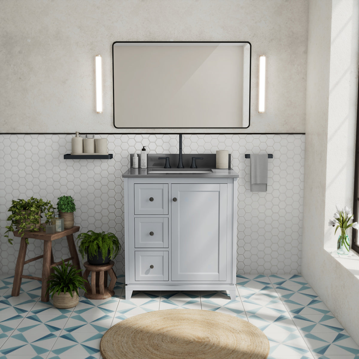 Maax Vanuria Left 30 in Freestanding Single Sink Vanity in White with White Marble Top and Brushed Nickel Hardware - image 34