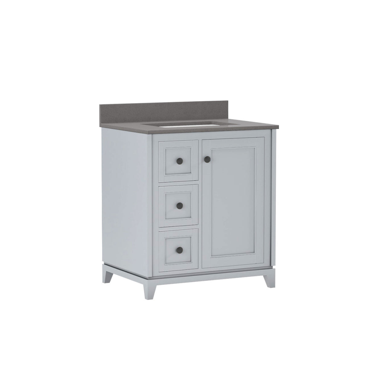 Maax Vanuria Left 30 in Freestanding Single Sink Vanity in White with White Marble Top and Brushed Nickel Hardware - image 35