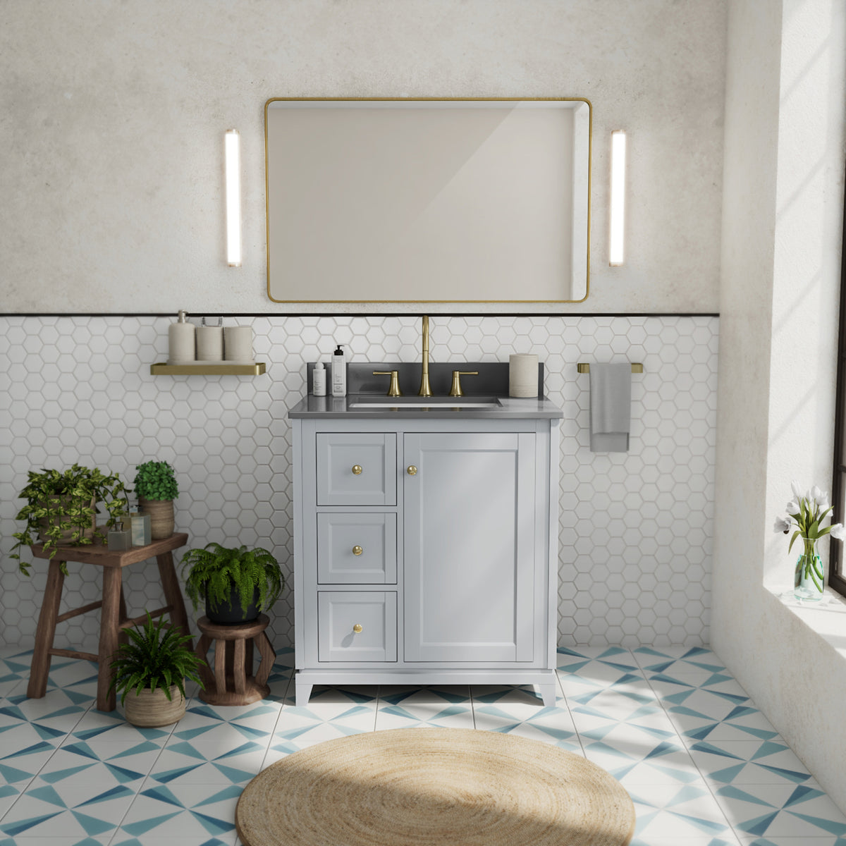 Maax Vanuria Left 30 in Freestanding Single Sink Vanity in White with White Marble Top and Brushed Nickel Hardware - image 37
