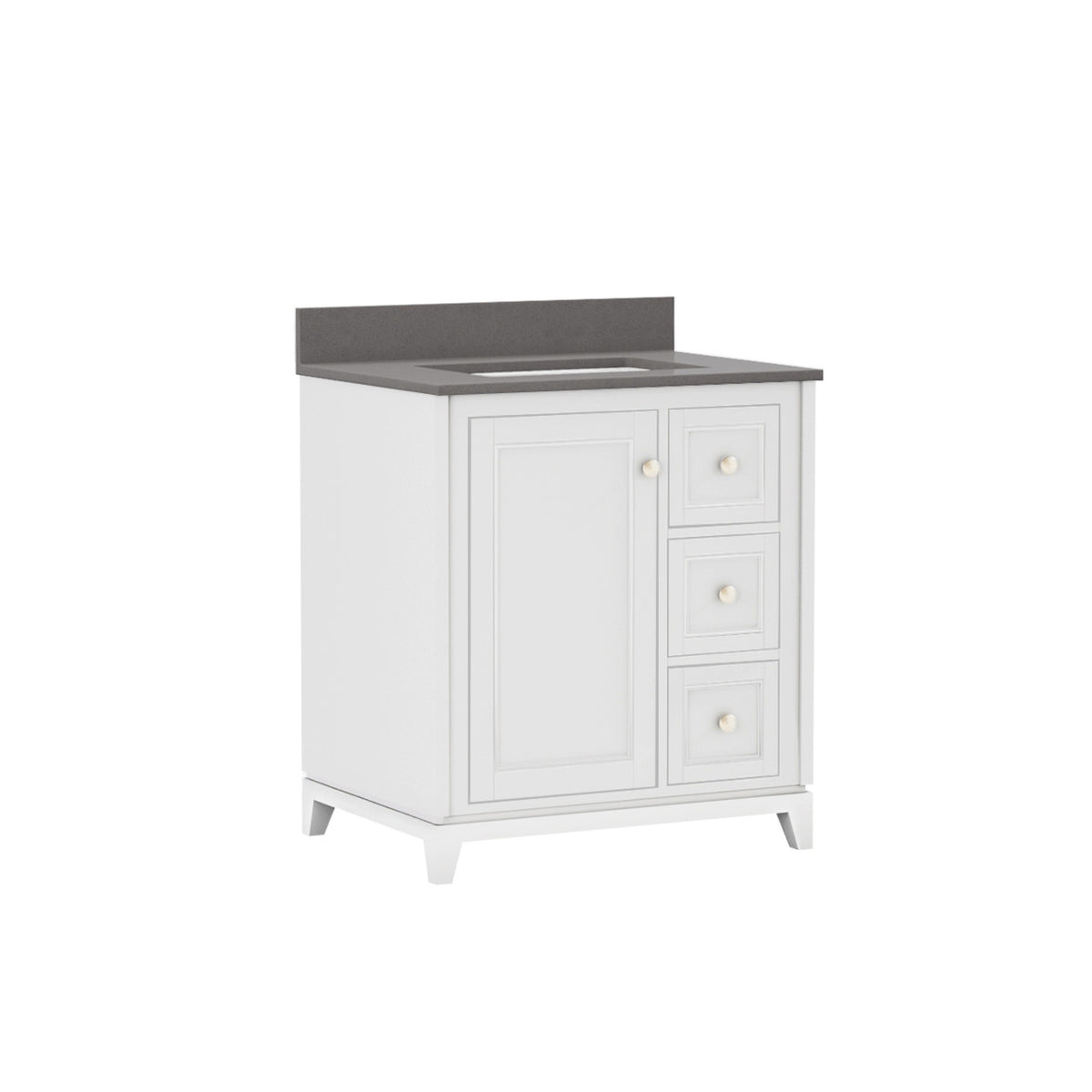 Maax Vanuria Right 30 in Freestanding Single Sink Vanity in White with White Marble Top and Matte Black Hardware - image 13