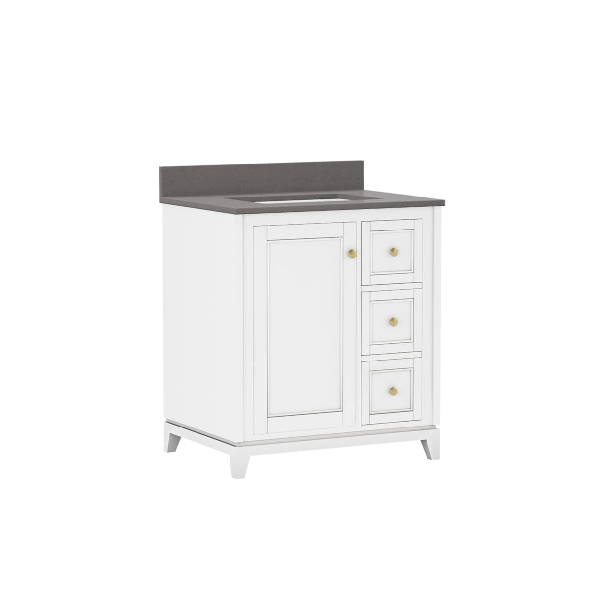 Maax Vanuria Right 30 in Freestanding Single Sink Vanity in White with White Marble Top and Matte Black Hardware - image 20