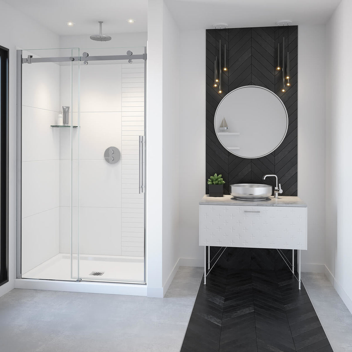 Maax Vela 44 ½-47 x 78 ¾ in 8mm Sliding Shower Door for Alcove Installation