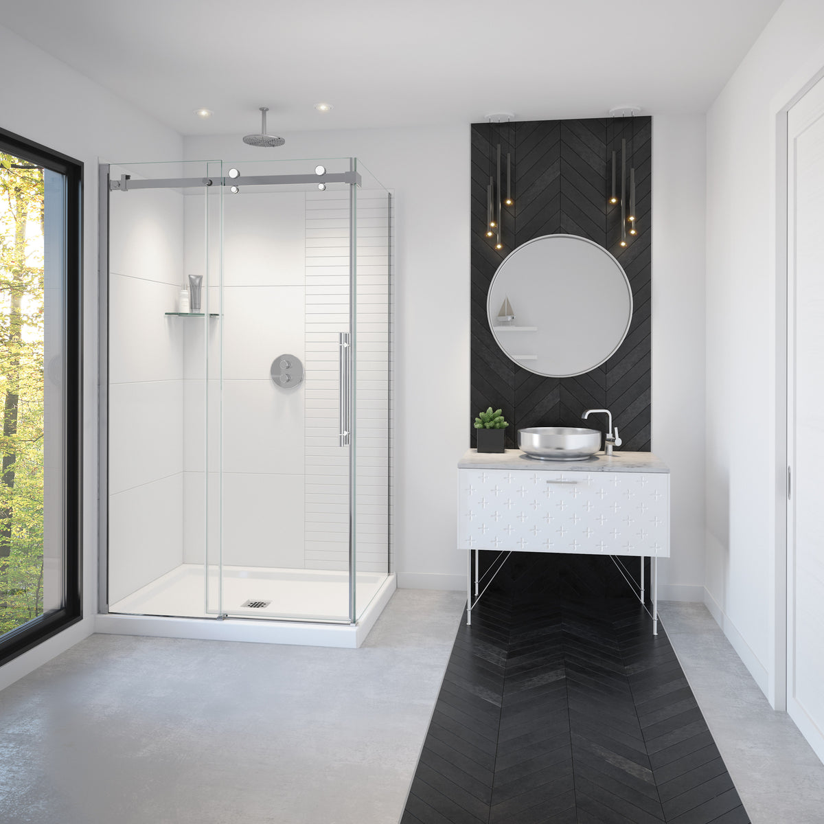 Maax Vela 44 ½-47 x 78 ¾ in 8mm Sliding Shower Door for Alcove Installation - image 6