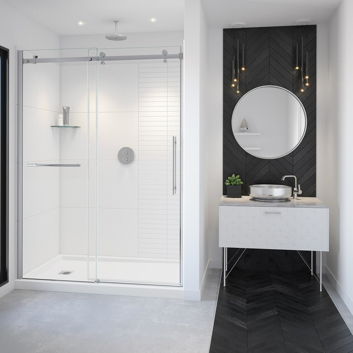 Maax Vela 56 ½-59 x 78 ¾ in 8mm Sliding Shower Door
