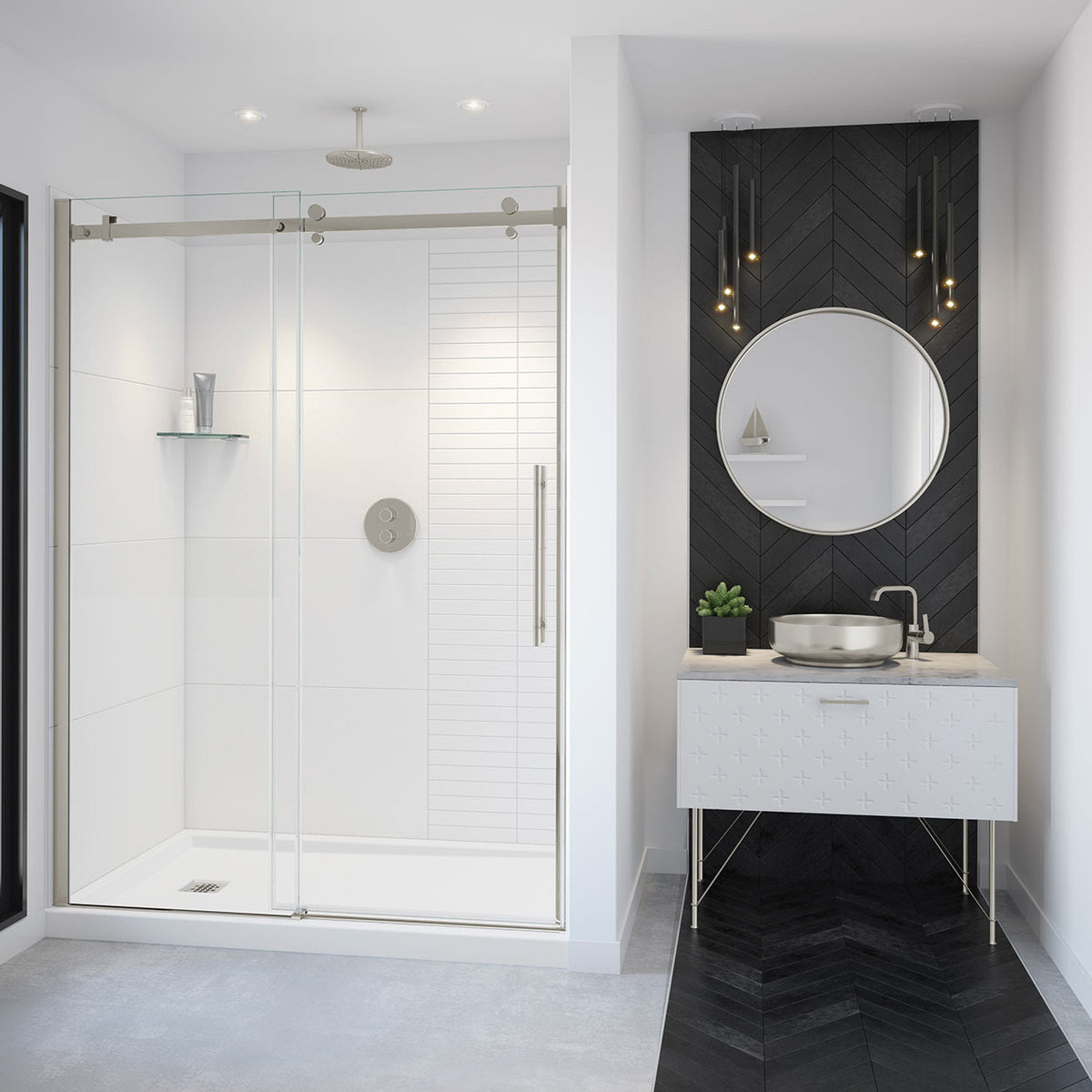 Maax Vela 56 ½-59 x 78 ¾ in 8mm Sliding Shower Door for Alcove Installation - image 11