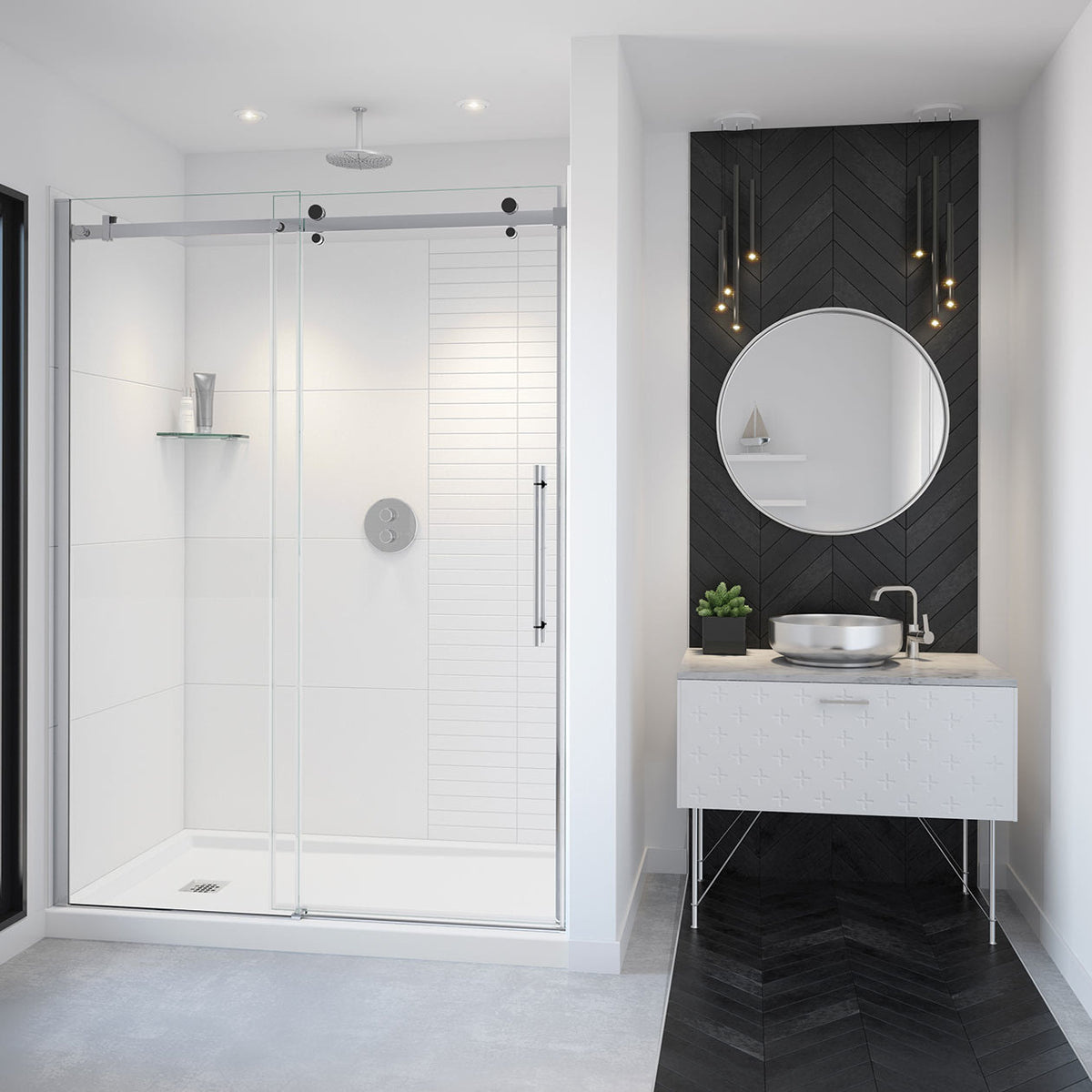 Maax Vela 56 ½-59 x 78 ¾ in 8mm Sliding Shower Door for Alcove Installation - image 21