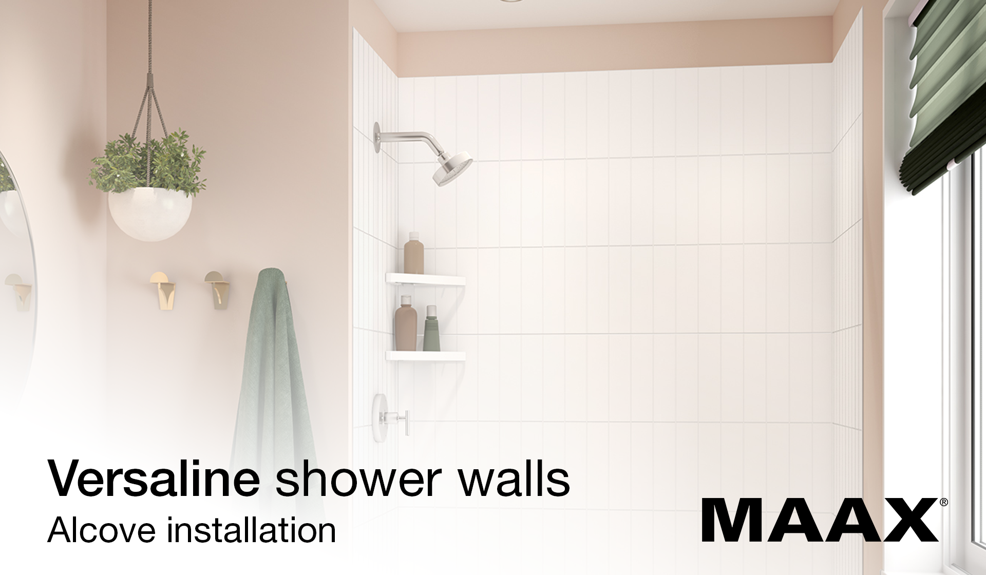 Versaline 6036 Composite Glue-up Four-Piece Shower Wall Kit in Subway White - Plumbing Market