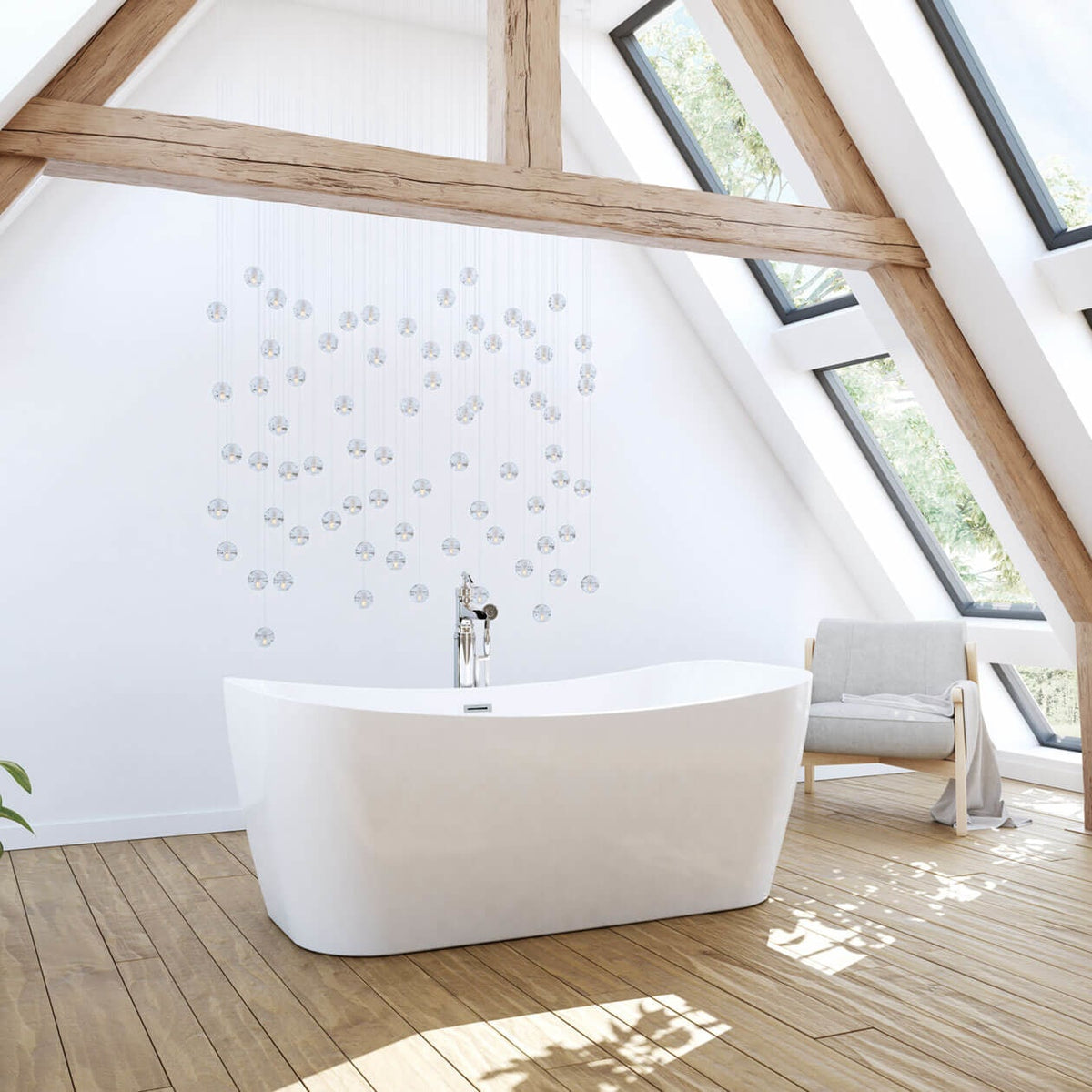 Maax Villi 65 x 32 Acrylic Freestanding Center Drain Bathtub in White with White Skirt - image 4