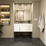 Maax Zidea 48 in Floating Single Integral Sink Vanity in White with White Solid Surface Top