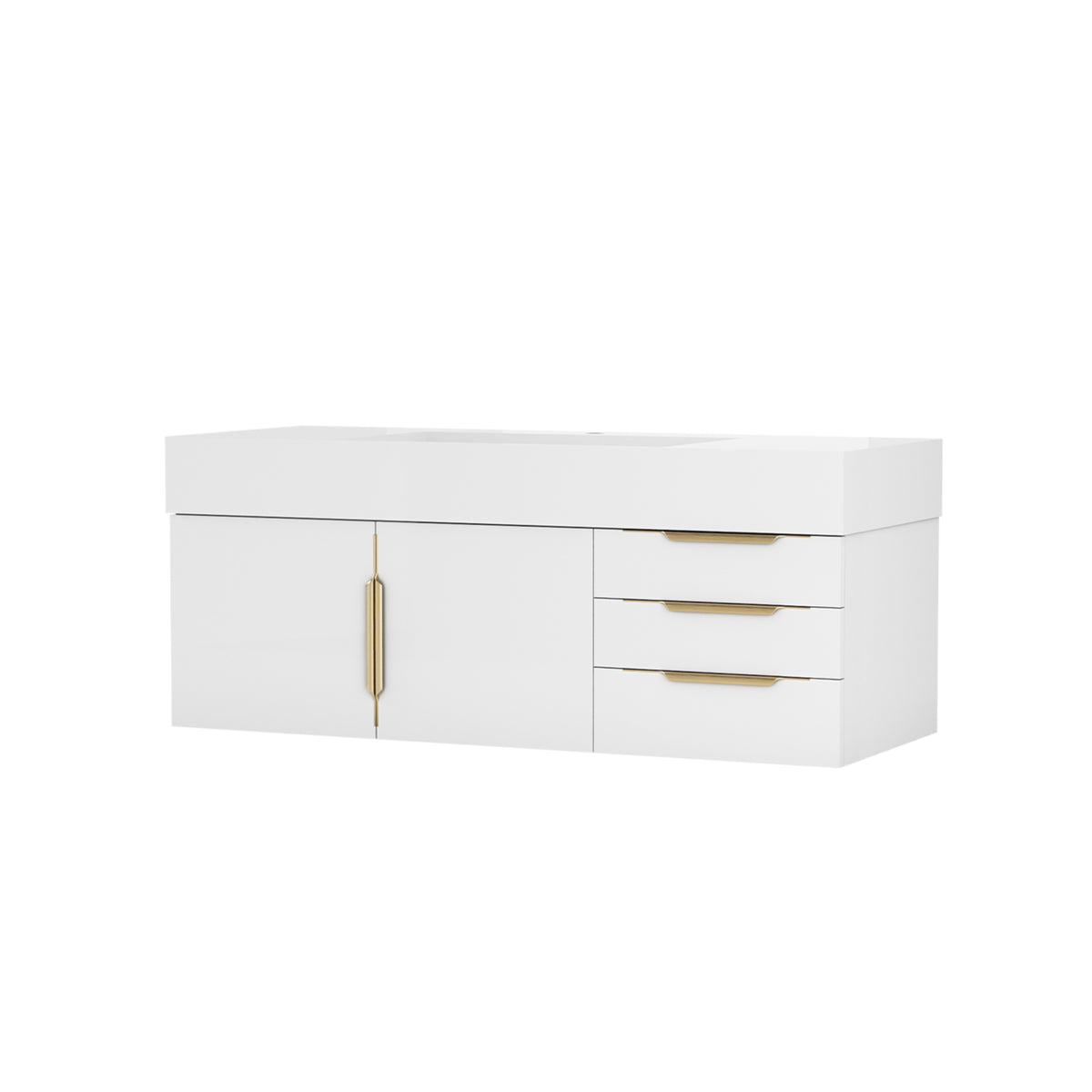 Maax Zidea 48 in Floating Single Integral Sink Vanity in White with White Solid Surface Top - image 2
