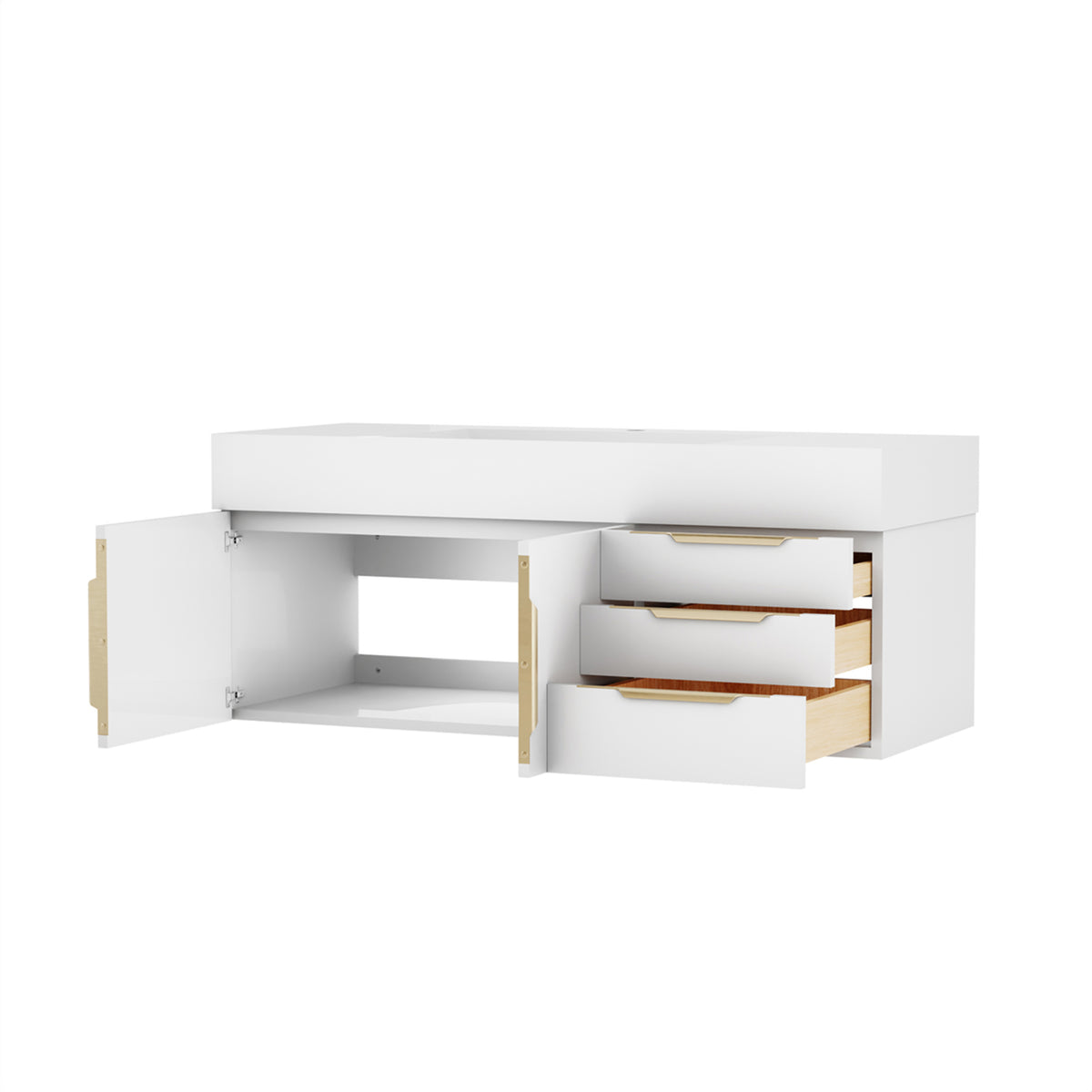 Maax Zidea 48 in Floating Single Integral Sink Vanity in White with White Solid Surface Top - image 3