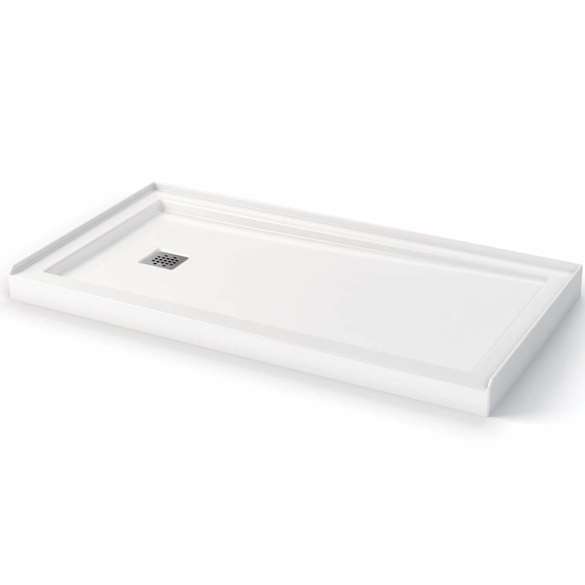 Maax Zone Square 60 x 32 Acrylic Alcove or Corner Shower Base in White with Left-Hand Drain - image 3