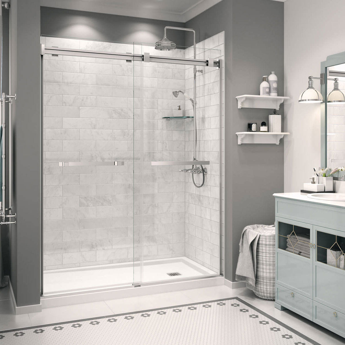Maax Zone Square 60 x 32 Acrylic Alcove or Corner Shower Base in White with Right-Hand Drain
