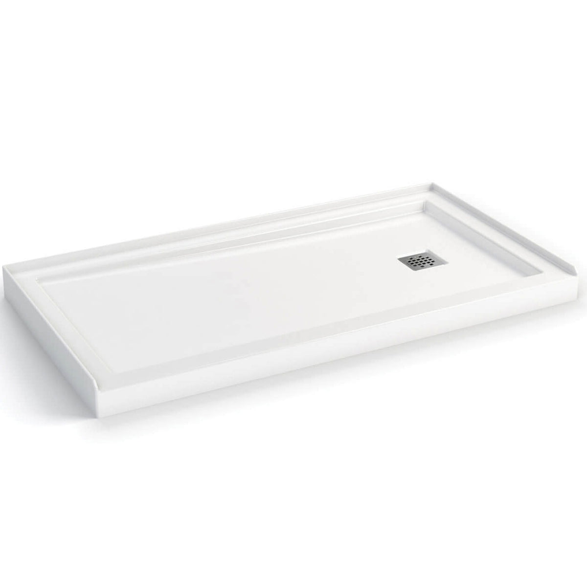 Maax Zone Square 60 x 32 Acrylic Alcove or Corner Shower Base in White with Right-Hand Drain - image 3
