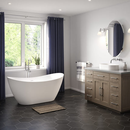 Mahaba 60 x 29 Acrylic Freestanding Oval Center Drain Bathtub in White - Plumbing Market