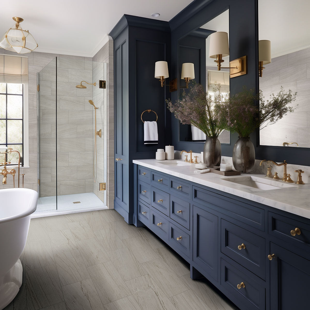 MSI Malahari Greige 24 x 48 Lappato Porcelain tile (NMALGRE2448L-3D) – MSI room scene (bathroom)